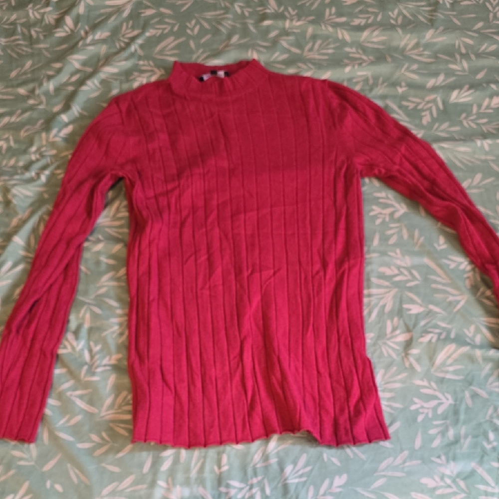 Lafayette 148 New York Red Ribbed Top